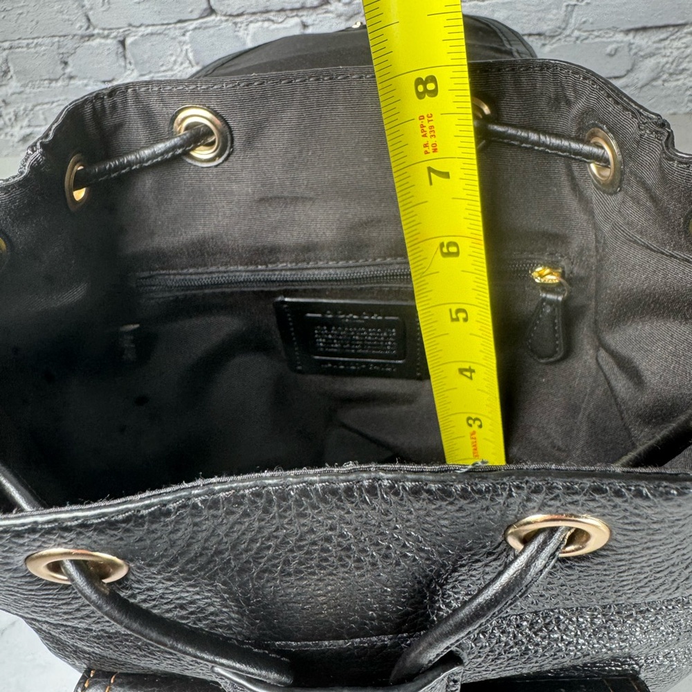 Coach Pennie Leather Mini Backpack Pebbled Leather Front Pocket Flap Bag Gold - Picture 6 of 10